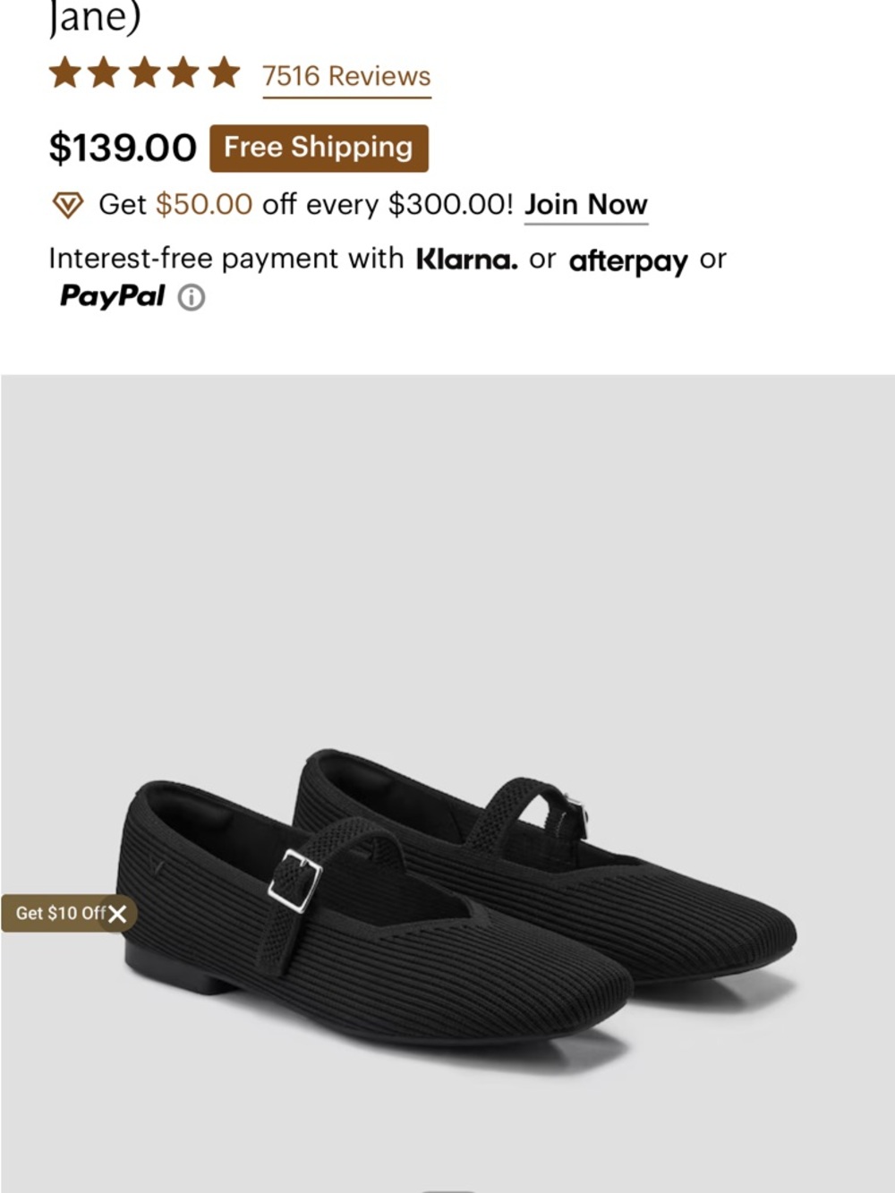 Vivaia Margot square toe Mary Jane in black  7.5W